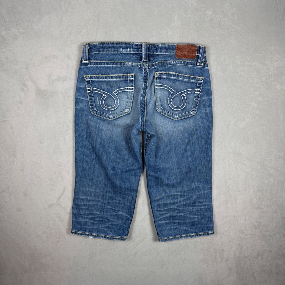 Y2K Womens Big Star Liv Low Rise Distressed Denim Capri Jeans Size 30